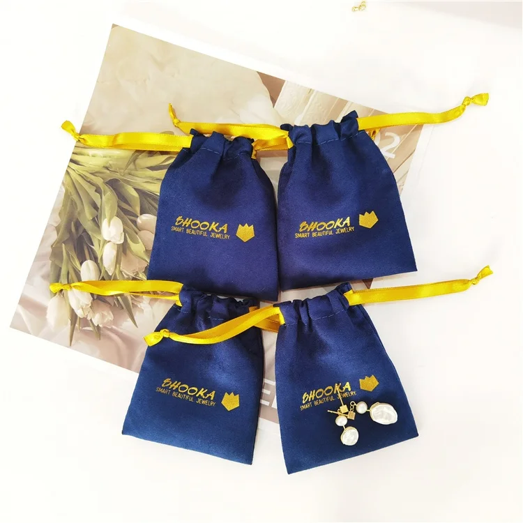

Customize Luxury 8*10 Suede Pouch Blue Jewelry Pouch Drawstring With Logo Printed Drawstring Bag Navy Suede Jewelry Pouch, Dark custom