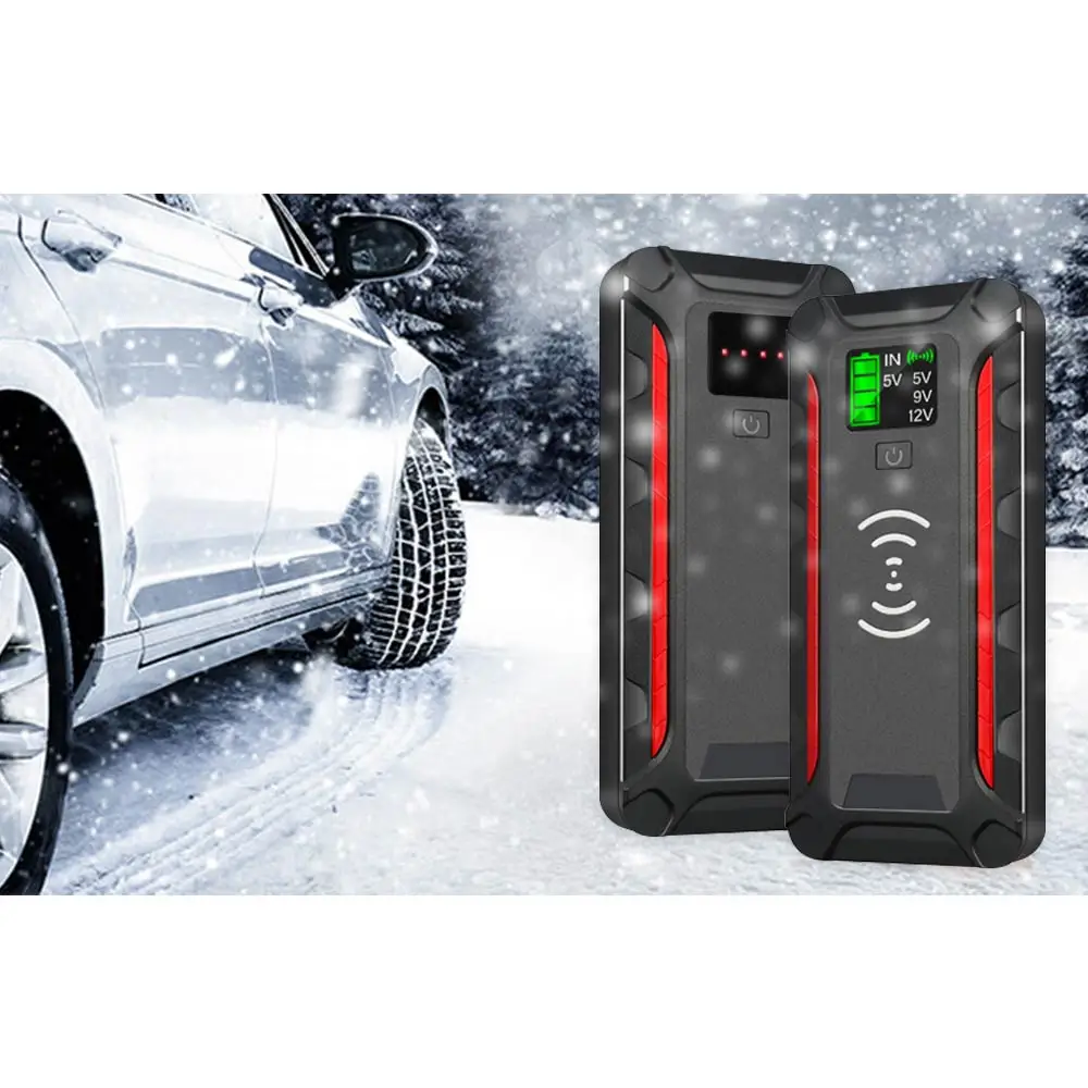 

2021 Hot Product 10000mAh 600A With Wireless Charger For Smartphone Car Jump Starter 12V Portable