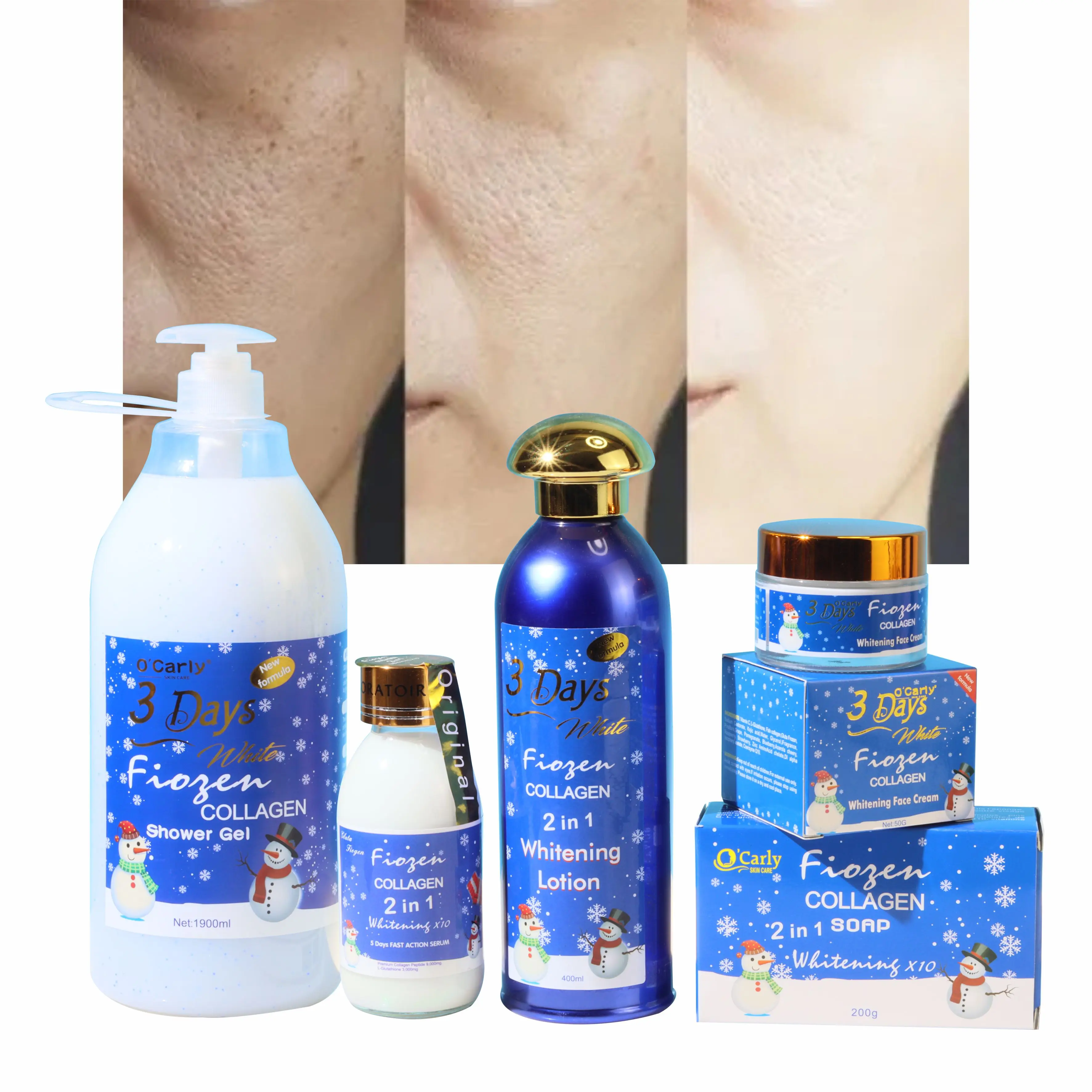 

Blue Skincare set (new) Beauty Collagen kit With Vitmain C Whitening Black Spots Face Remove Firming Sets Skin Care Set