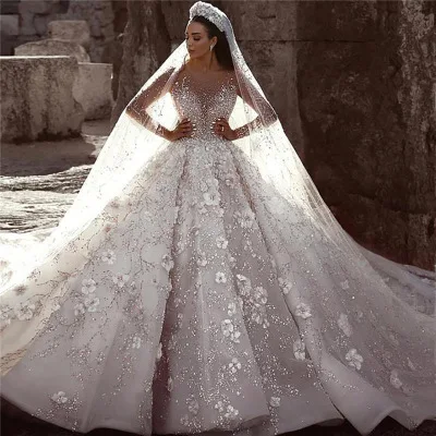 

2019 Amazing Gown Factory Gorgeous Crystal Beaded Luxury with Long Train Wedding Dresses Bridal Gown Crystal Wedding Dress, White,champagne