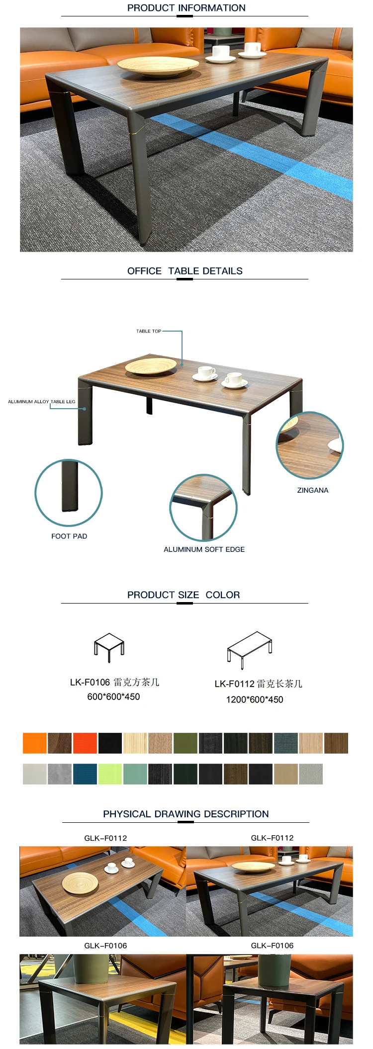 China supplier factory price Dious office furniture luxury modern wooden coffee table tea table