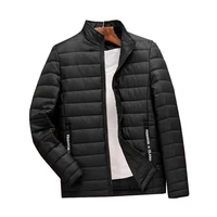 

Warm windproof black puffer custom slim mens stand collar outdoor winter down padded bomber jacket