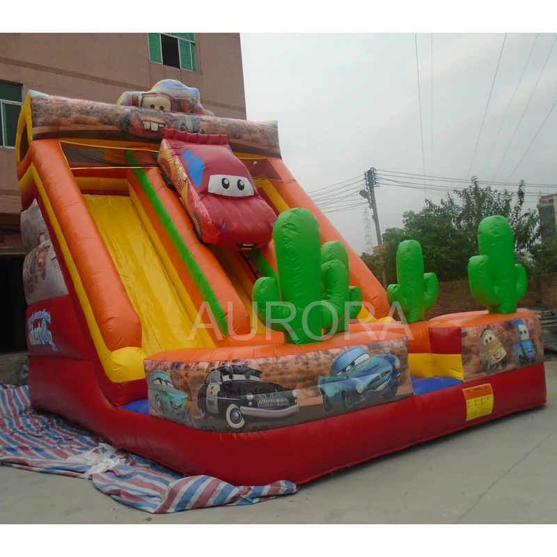 

Large inflatable double tobogan slide commercial inflatable car dry slide, Customized