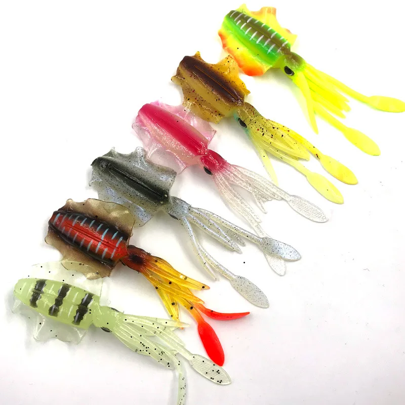 

10cm Hot Selling plastic glow lure soft bait 3D eyes squid lure