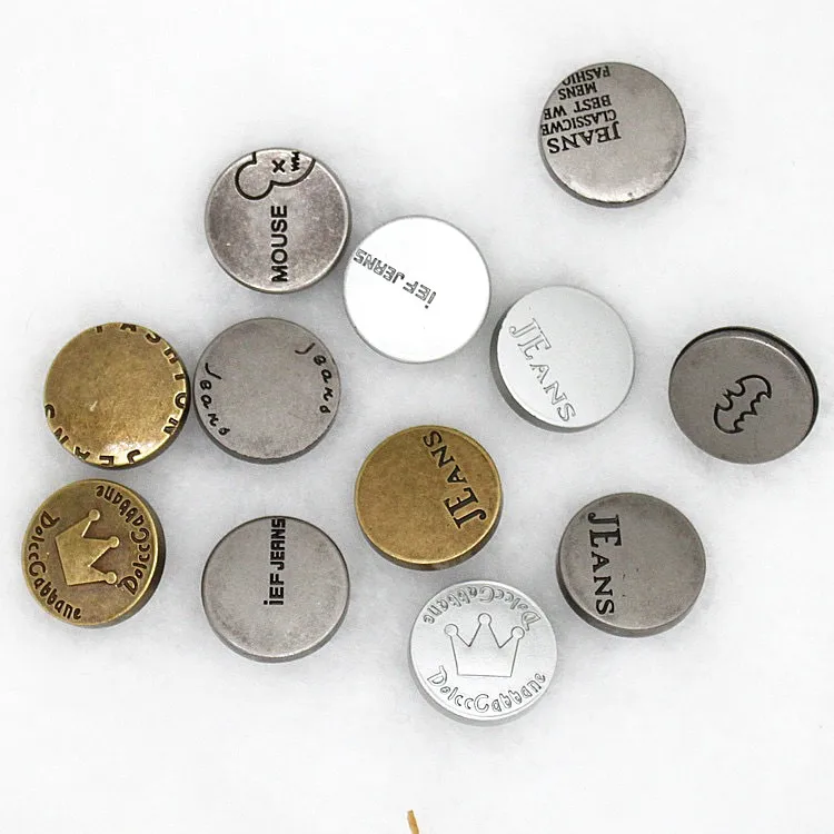 

Customized wholesale clothing sewing accessories brass metal alloy jeans buttons