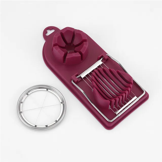 

Red Egg Cutter Multifunctional Six-petal Four-petal Dicing Slicing and Hanging Hole Design Kitchen Accessories, As photo