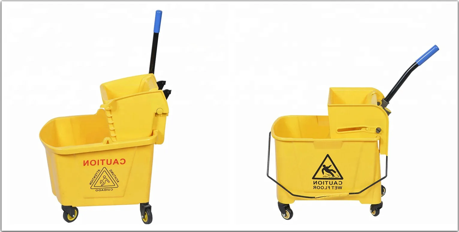 Deluxe Yellow Mop Bucket & Side Press Wringer Combo With Wheel Buy