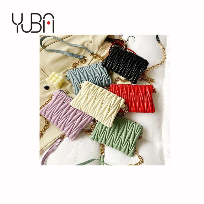 

Ins Ruched Ladies Embroidery purses and handbags women hand bag 2021 Wrinkled Chains Crossbody bag, Customizable