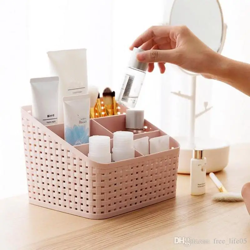 1pc Plastic Storage Basket, Bathroom Cosmetic & Skin Care Products