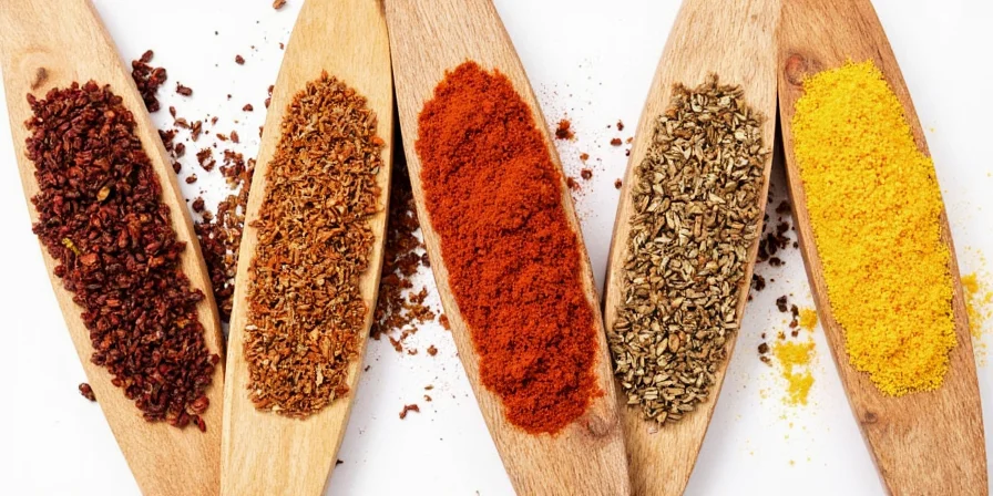 Mason jars filled with vibrant spice blends