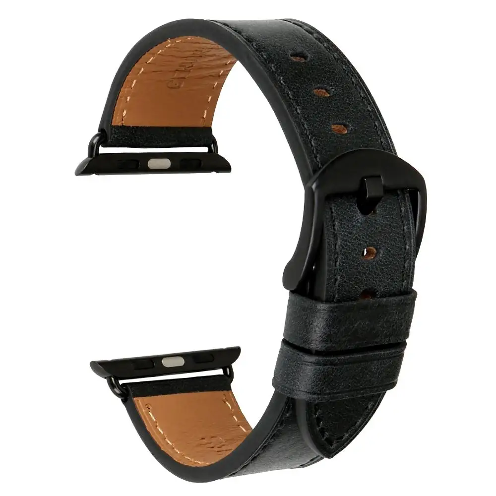

Apple Watch Band 42mm 44mm - Premium Genuine Leather Strap Bands Wristband Replacement for Apple Watch iWatch Series 6 5 4 3 2 1, Black/brown/grey/blue/orange
