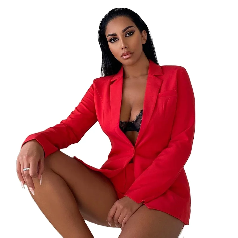 

Fall Boutique New Women Clothing Two Piece Blazer Suits Short Set For Women