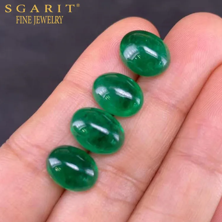 

SGARIT wholesale bulk oval cabochon loose gemstone for jewelry customization Zambia vivid green natural emerald