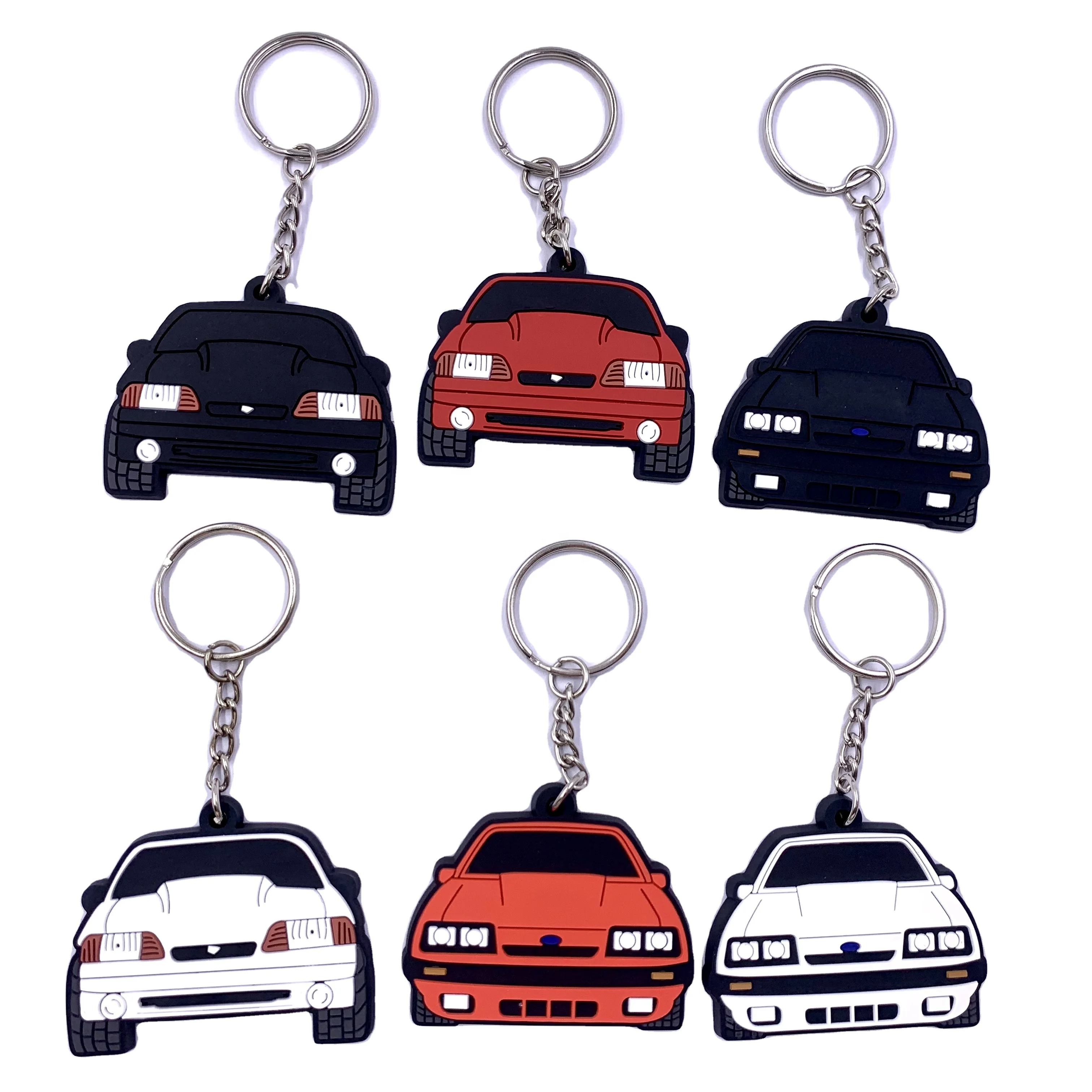 Factory wholesale 2D/3D cartoon car model simulation keychain customize your LOGO soft PVC rubber keychain