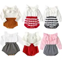 

0-24M New Toddler Baby Girls Boys Rompers Knit Sweater Ruffles Long Sleeve Cute Romper Jumpsuit Outfits