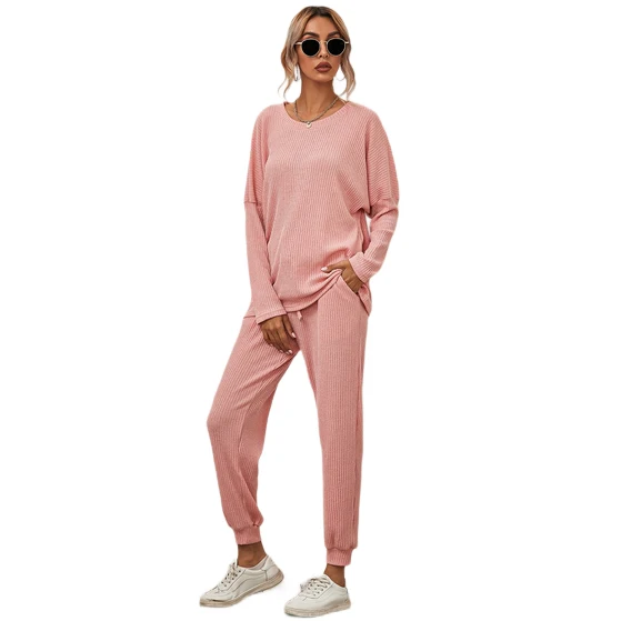 

women's Casual Long Sleeve Comfy Soft Sleepwear Soft Cotton Classic Pink Small Loungewear pajamas Set woman homewear sets, White,pink,yellow,gray,black,brown,orange,sky blue,wine