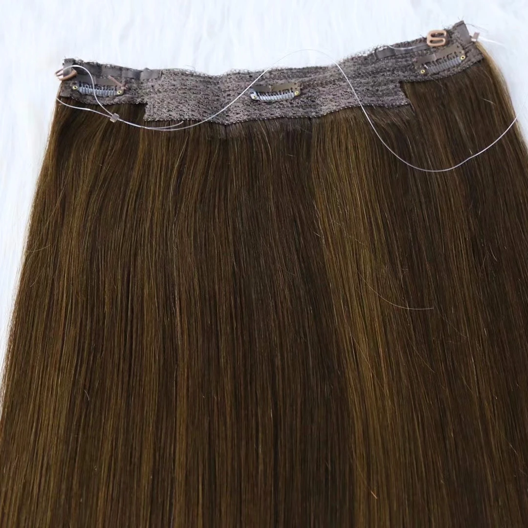 

Halo Hair Manufacturer Double Drawn Weft Remy Halo Extension Human Hair Deluxe Quality Factory Supply Vendor Greathairgroup