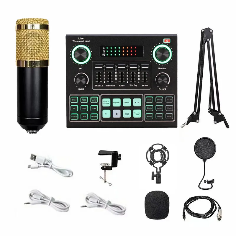 

V9 Audio Adjustment Sound Card Set Live Streaming Dj Singing Karaoke Condenser Stand Professional Recording Adjustment Equipment