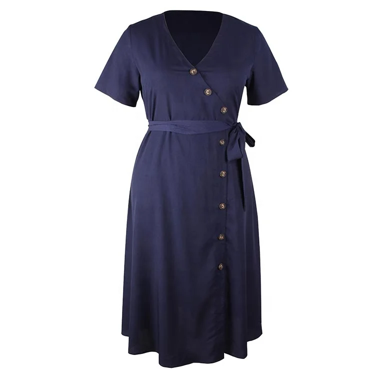 

Wholesale Latest Designs Women Elegant Tie Waist Office Dress Plus Size Woman Dress, Colors as pics