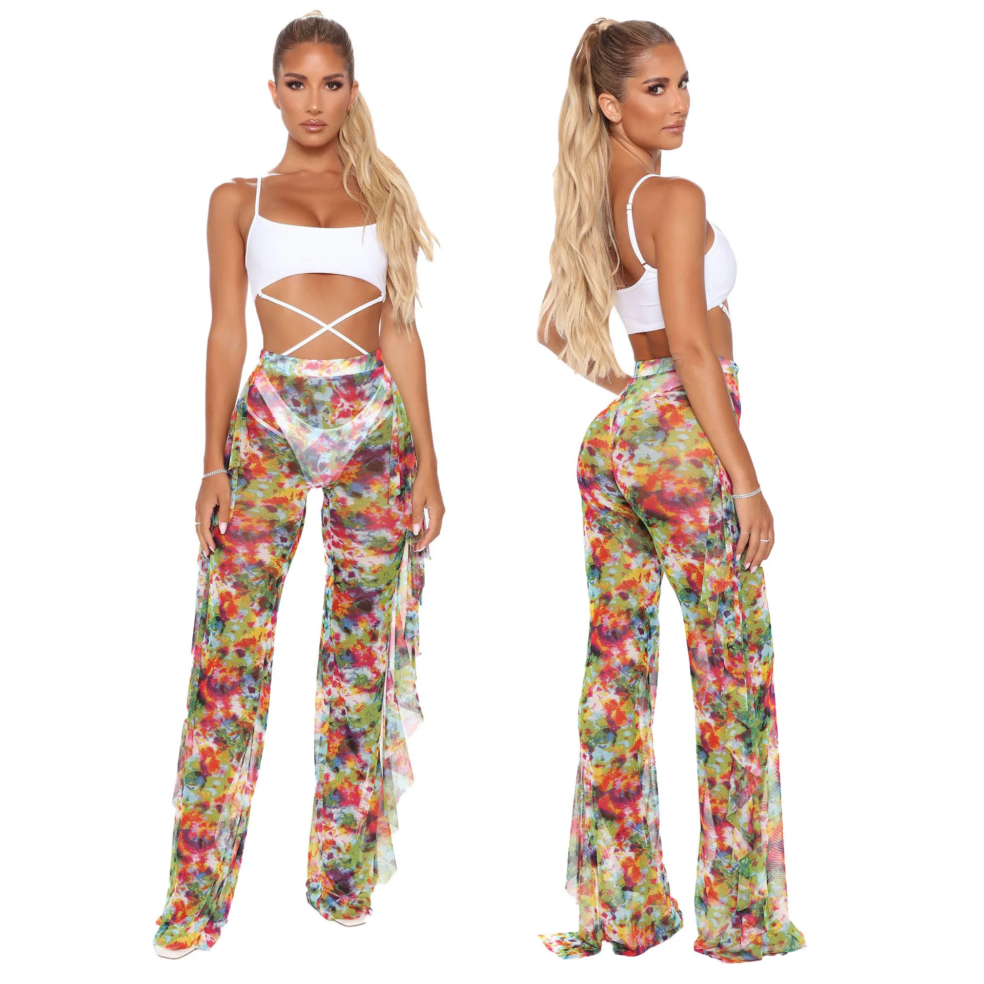 

2021 Swimsuit Beach Sexy Fashion Super Stretch Print Mesh Sunscreen Gym Leggings Women Seamless Legging Fitness Swimming Pants