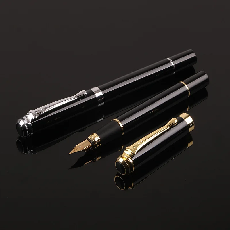 

Wholesale Business Black Metal Fountain Pen With Gold Tip