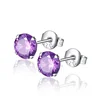 Famous brand indian stud silver round zircon earrings EAC10