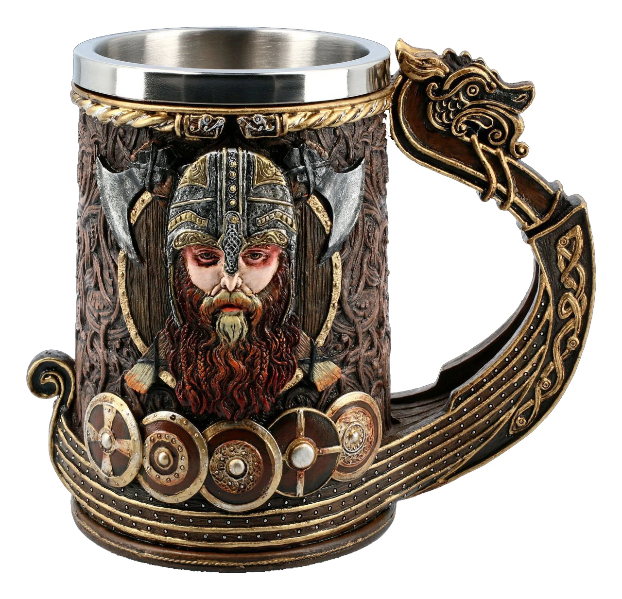 

Hot Selling Resin Mug Medieval Viking Faucet Beer Mug Viking Pirate Stainless Steel Beer Mug 600 ML, As picture