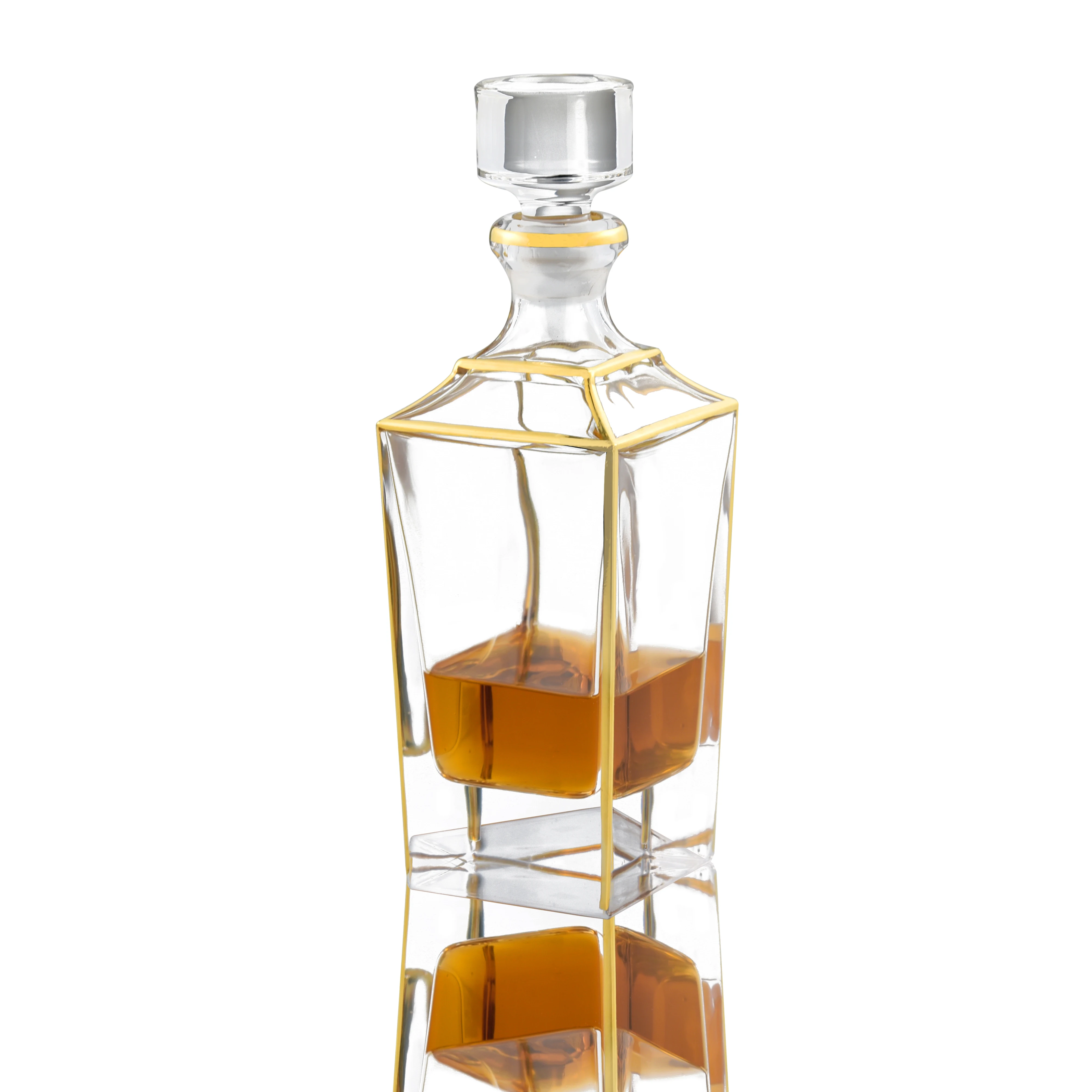 

N24 hotsale gold square wine glass bottle crystal whiskey glass decanter