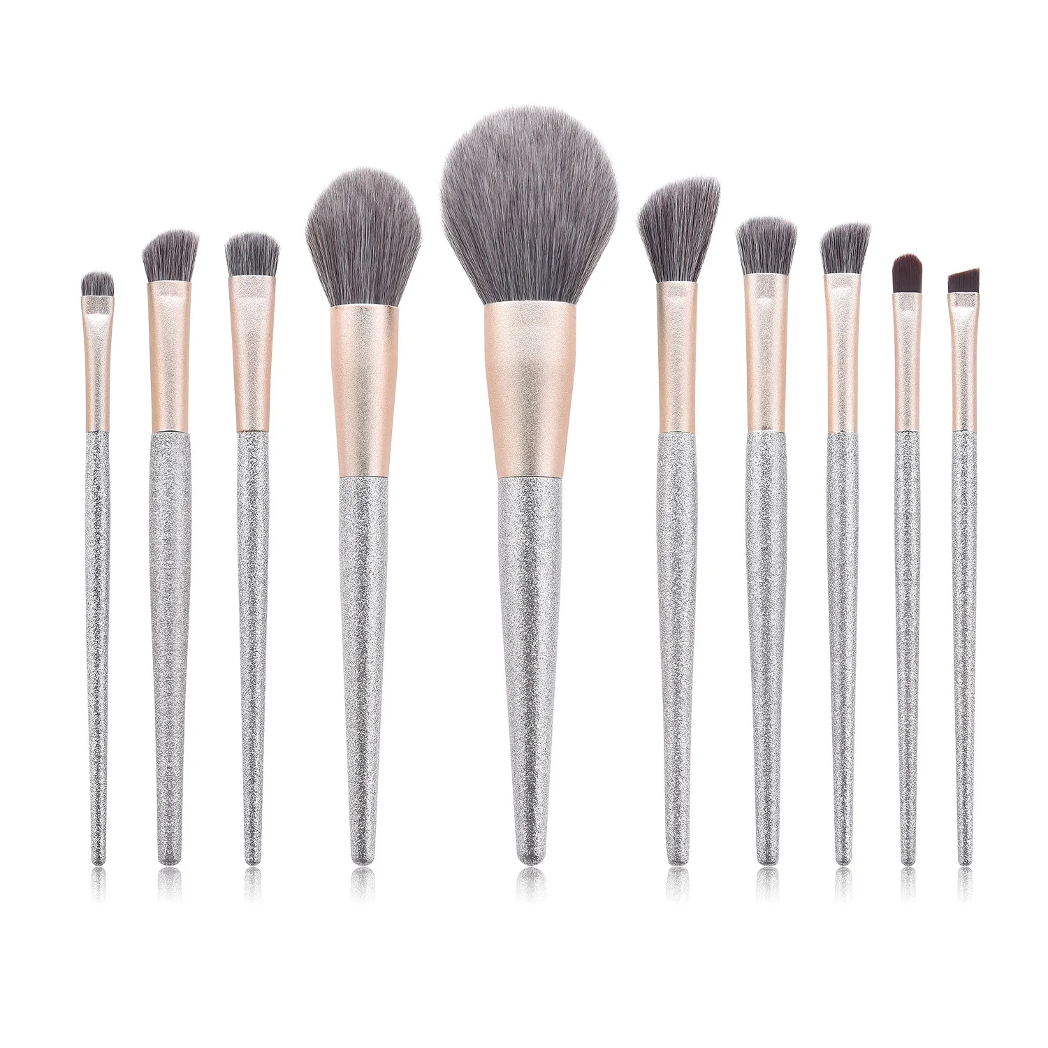 

Cross border detonating new 10 new makeup brush set silver powder powder eye shadow brush cosmetic tool color makeup brush