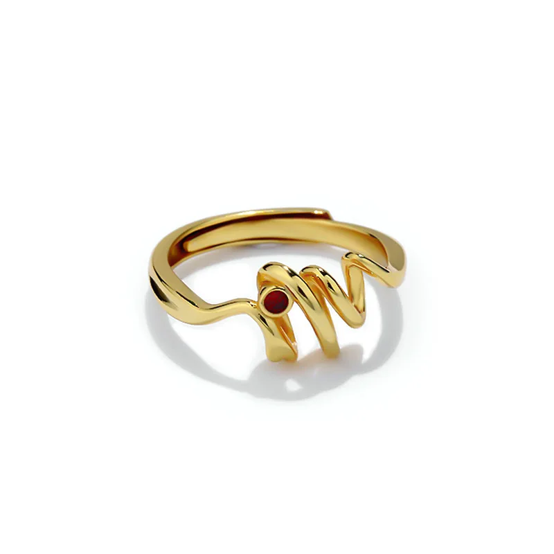 

Women's 925 Silver Gold Plated Geometric Curve Open Adjustable Ring Jewelry, Gold/platinum/thai