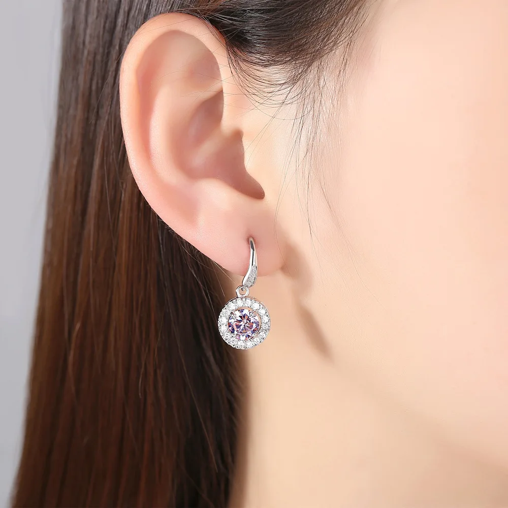 

Round Zircon Eardrop Plated Gold Earring Hook Women Jewelry Stud Earrings