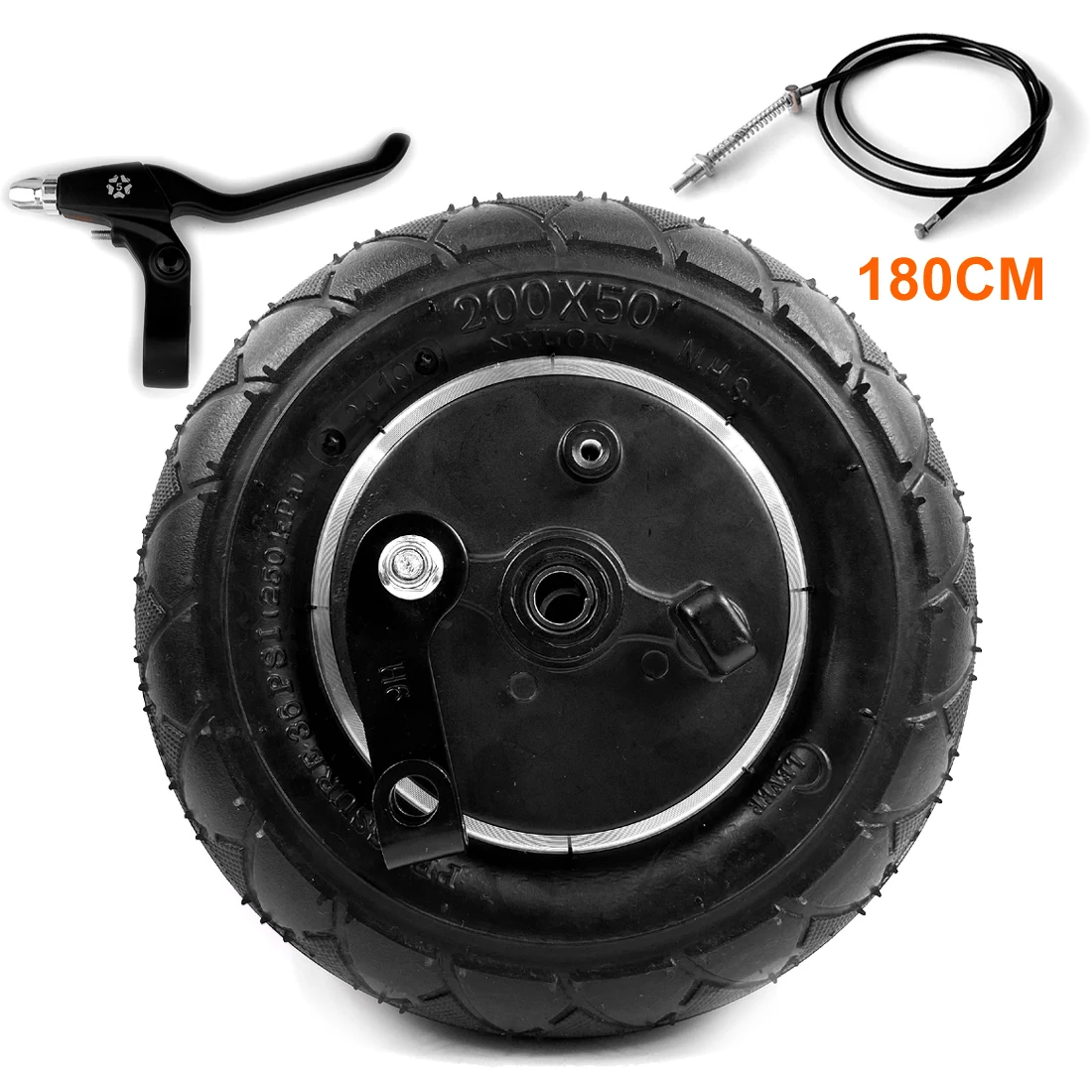 

8" Drum Brake Inflated Wheel With Brake Handle And Brake Cable 180cm For Kick Scooter