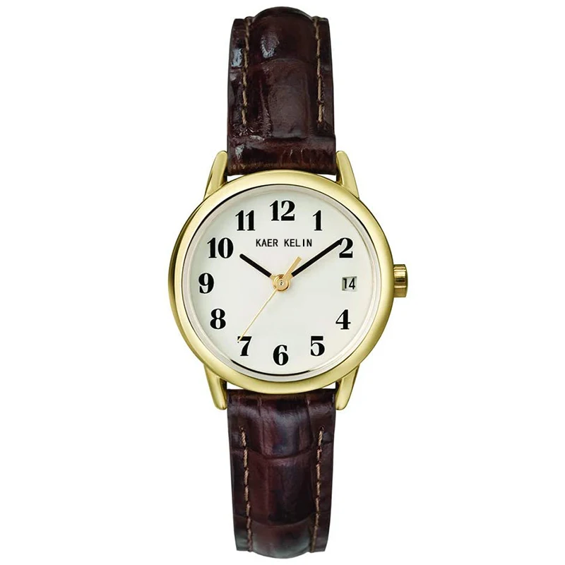 

Women's Indiglo Easy Reader Quartz Analog Leather Strap Watch with Date Feature Customized Personalized Wrist Watch OEM ODM