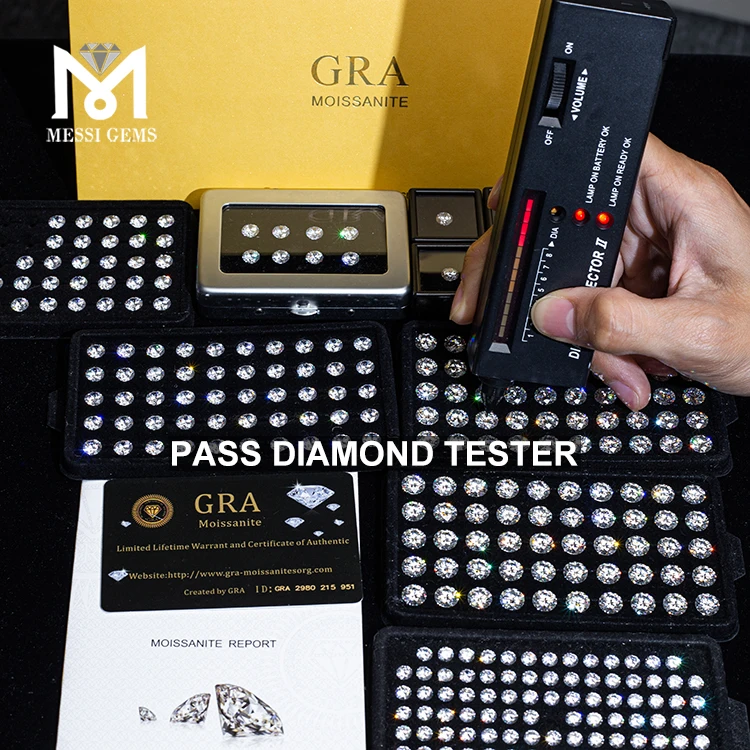 

Messi gems GRA Pass Tester Wholesale Round Brilliant Cut 1CT VVS DEF GH Synthetic Diamond Moissanite