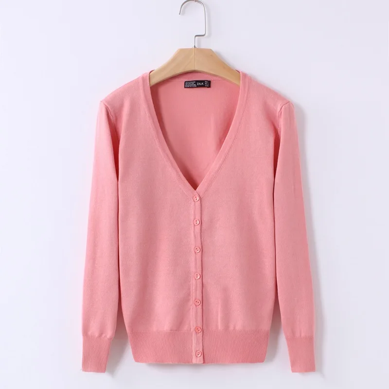 Autumn and Winter Casual Thin Women's Knitted Short Cardigan Crochet Jacket All-match Solid Color V-neck Spring and Autumn
