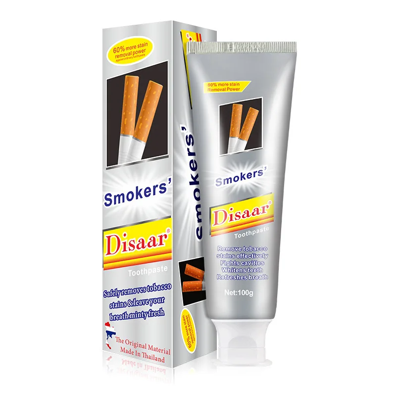 

Disaar smokers toothpaste remove tobacco stains whitening teeth refreshes breath anti cavity tooth care mint toothpaste 100g