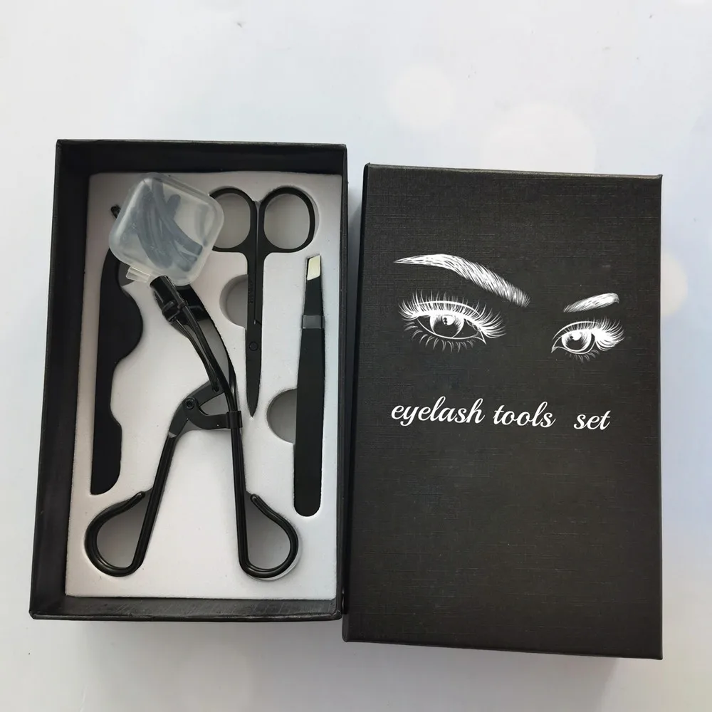 

Wholesale black eyelash tools set ready to ship lash tools set private label make up tools