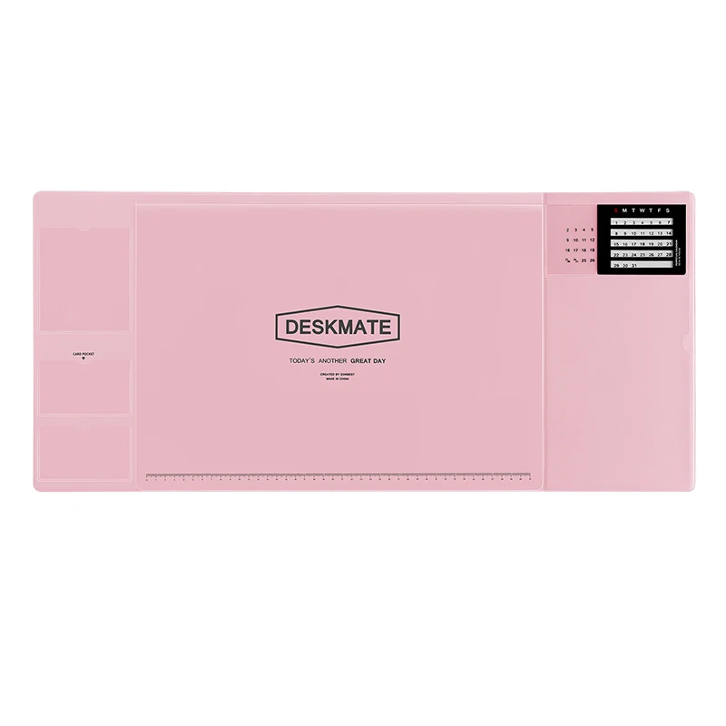 

BUBM 2020 4-in-1 Hard Multifunction Waterproof 2mm DS PVC Material Office Desk Organizer Calendar Alfombrilla Muismat Pad, Black/pink/gray