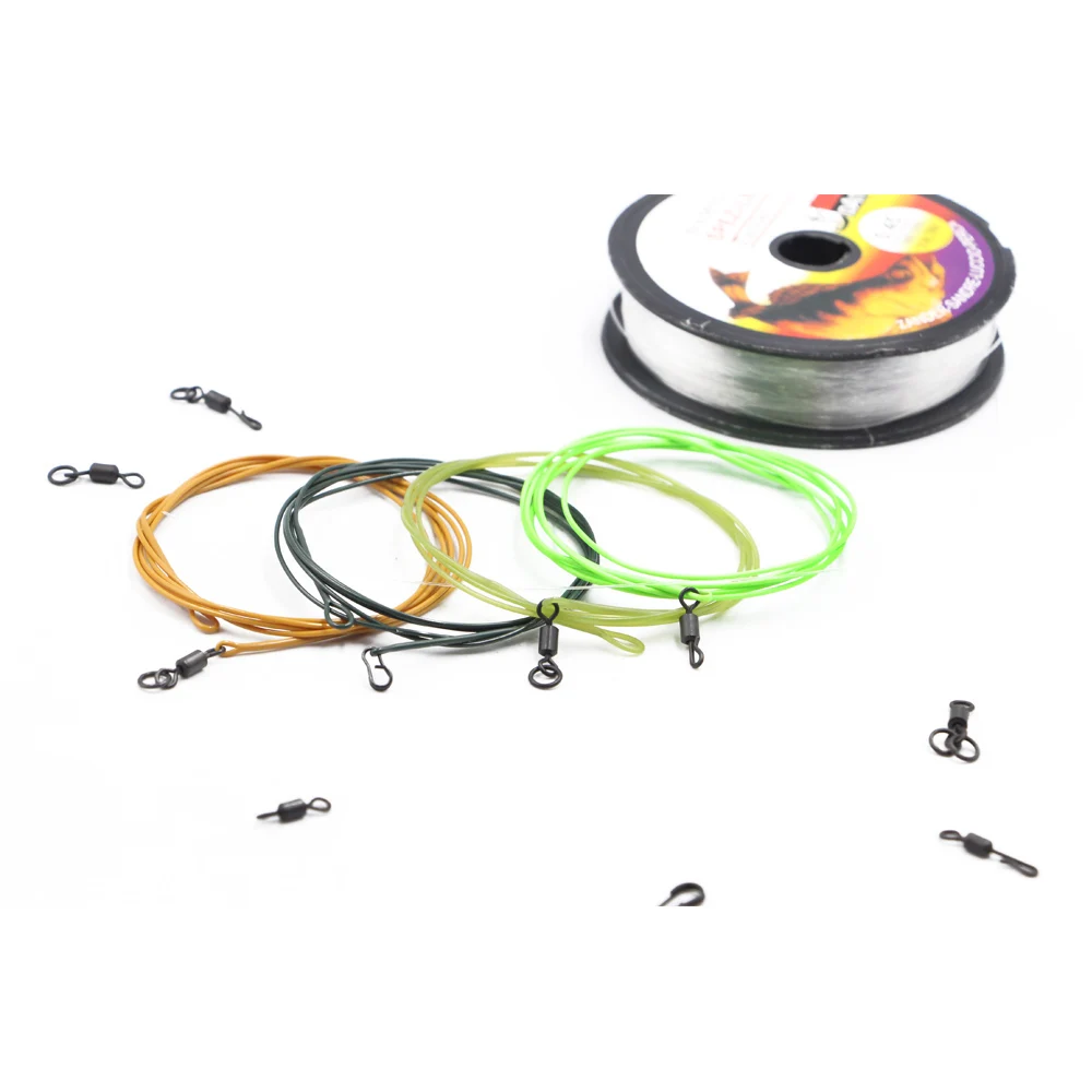 

1Pcs 100CM Carp Fishing Line Kevlar Wire Leader, Transparent, green etc.
