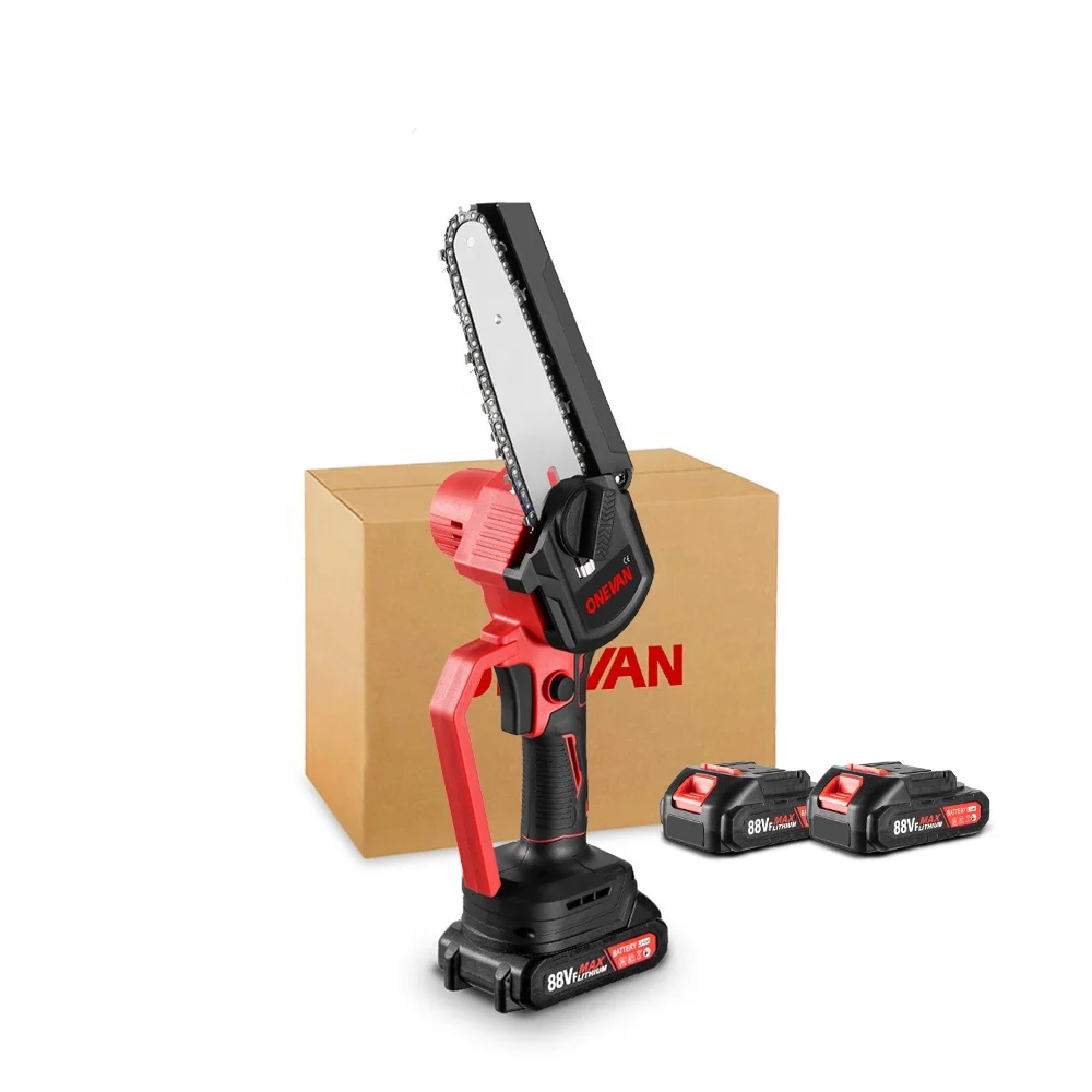 

ONEVAN 6Inch Electric Chainsaw Digital Display Cordless Rechargeable Saw Mini Saw Woodworking Power Tool For Makita 18V Battery
