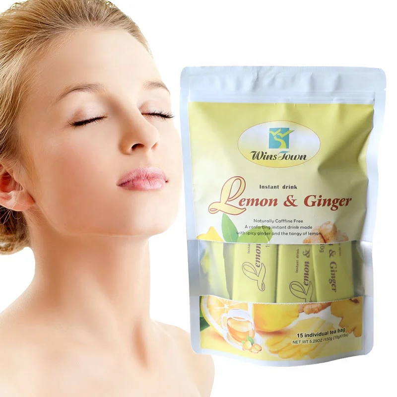 

Private label Instant lemon ginger tea Top quality herbal Weight loss Lemon ginger whitening freckle detox tea solid drinks