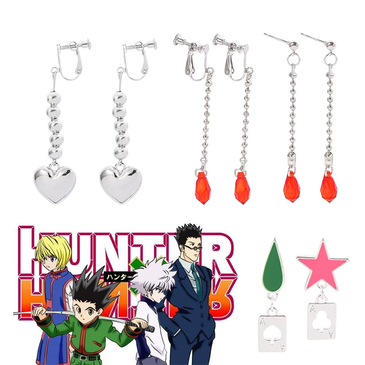 

Anime Full-Time Hunter Hisoka Red Drop Ear Clip Earpin Kurapika Earring Cosplay Jewelry Accessories