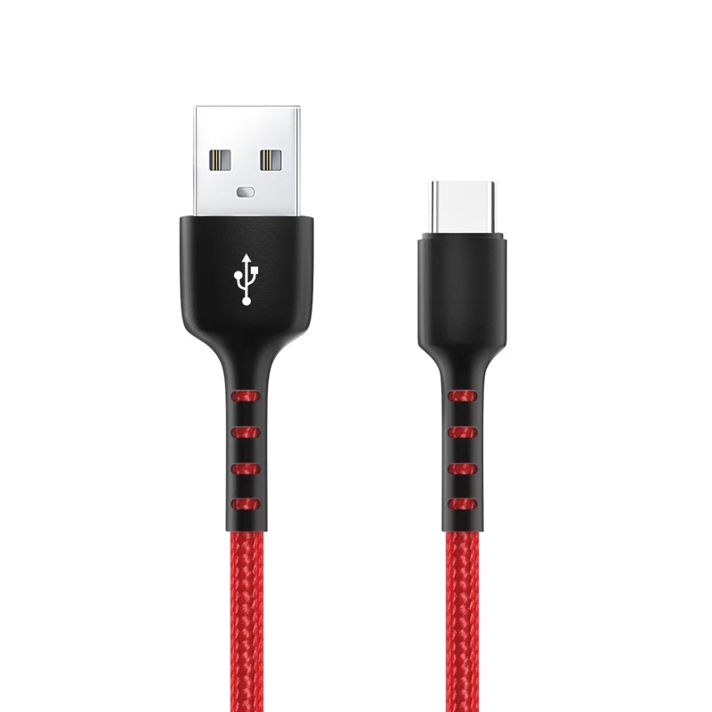 

PUJIMAX 1M Nylon Type C/8Pin/Micro USB Cable With PVC Plastic Heads For Mobile Phone Tablet Devices, Black/red