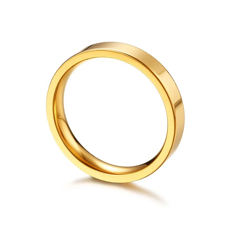 

2MM 4MM 6MM 8MM Simple Men & Women Jewelry 316L Stainless Seel Plated 18K Solid Gold Ring