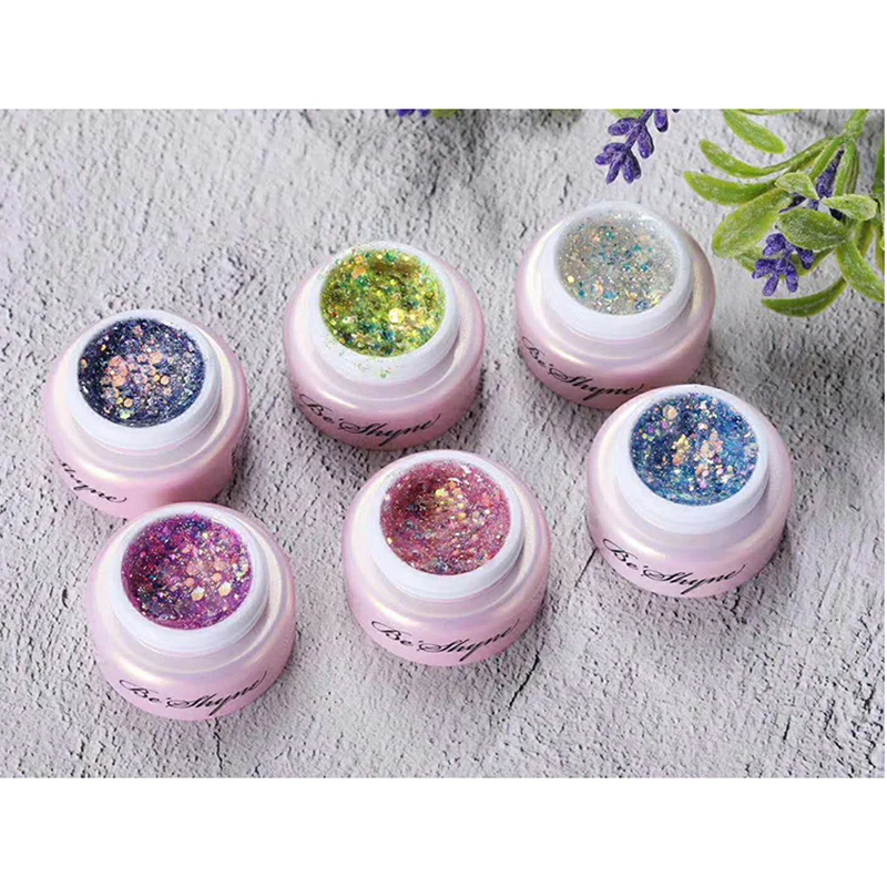 

2020 web celebrity hot style new color sequins small set of 5ml Japanese sharp-flash gel nail polish, 30 colors