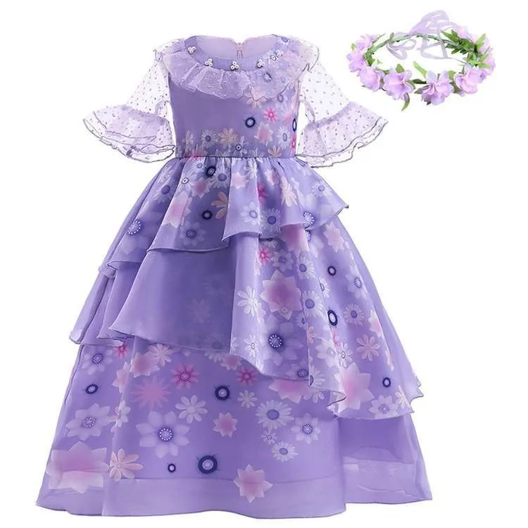 

Girl Cosplay Princess Dress Up Kids Christmas Halloween Fancy Costume encanto dress, Picture shows