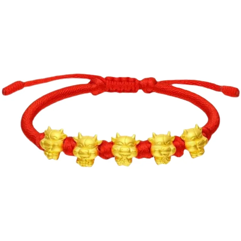 

Vietnam Shajin Benming Year Five Fortune Cow Bracelet Gold Diy Zodiac Ox Red Rope Calf Bracelet Live Source