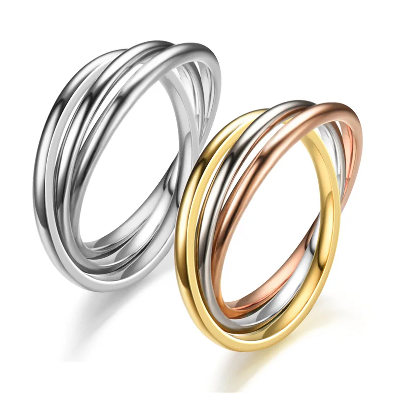 

SC Classic Gold Plated Couple Rings Valentines Day Gift Hot Sale Twisted Stainless Steel Couple Ring for Women Men, Silver, colorful