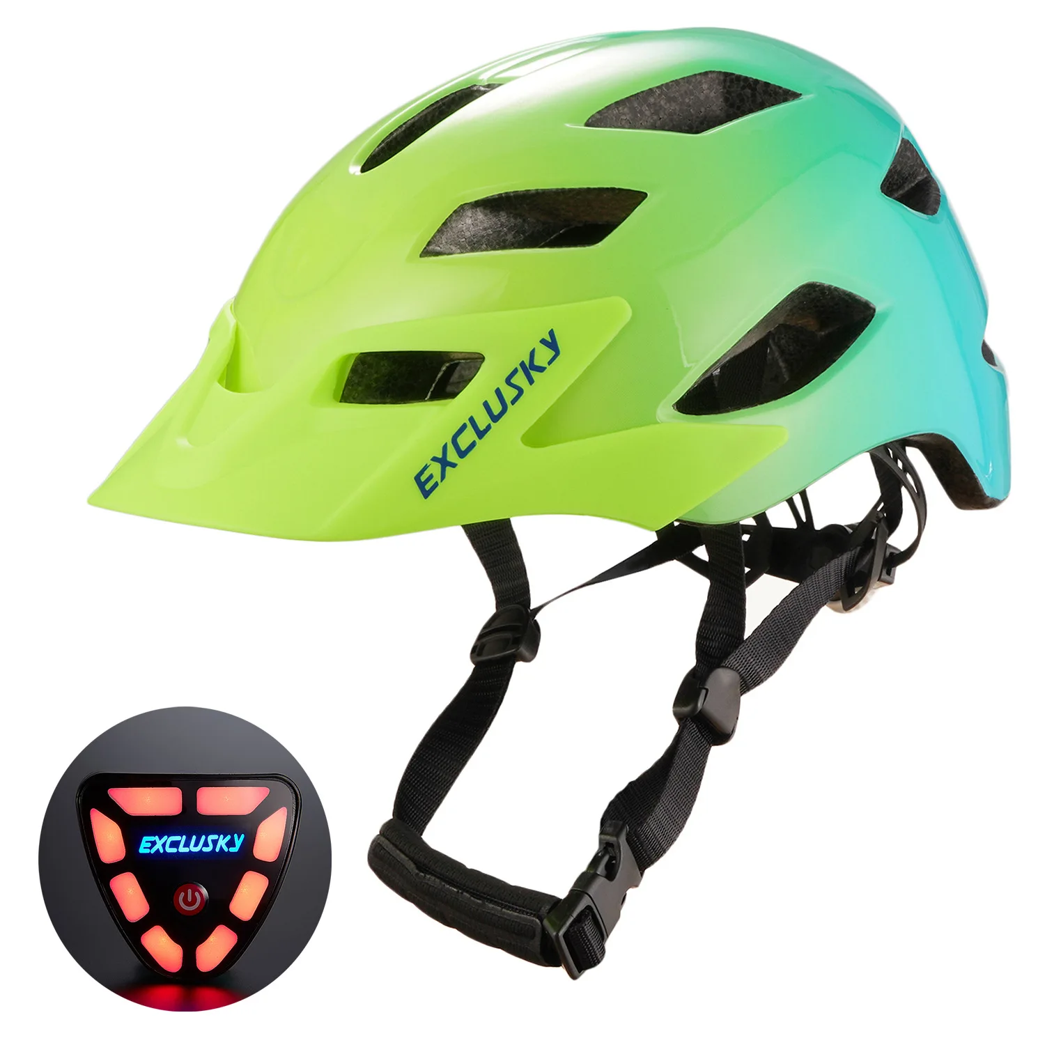 

Exclusky Adult Mountain Light Bike Helmet Bicycle With Rechargeable USB Safety LED CPSC CE Certified