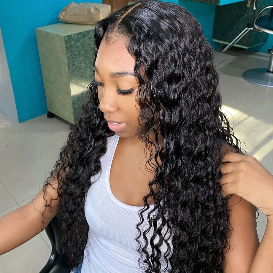 

Lemoda 2022 Hot Selling 40 Inch 13x6 13x4 Water Wave Lace Front Wigs 100% Remy Virgin Brazilian HD Transparent Human Hair Wigs, Natural color lace wig